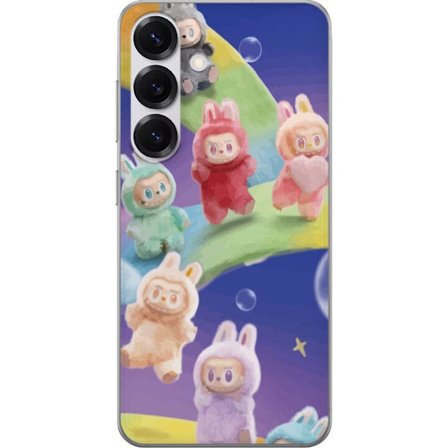 Yhteensopiva Puhelinkuori Samsung Galaxy S25 La.bubu sateenkaari juliste la.bubu hahmo pupu asu lelut söpö pastelli värikäs anime tyyli suunnittelu ta