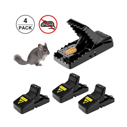 (4 kappaleen sarja) Suuret, raskaat rotanloukut - Välitön tappaminen tehokkaalla teräsjousella - Nopea asennus - Kädetön hävittäminen