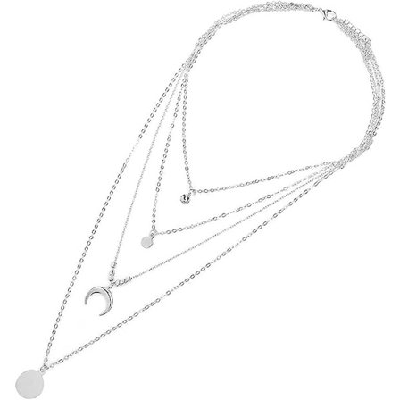 Boho Guld Halskæde Til Kvinder med Pailletter Måne Vedhæng Multilags Halskæde Til Kvinder Gave