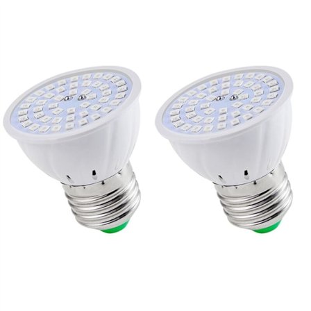 2X E27 80 LED Växtlampa LED Växtljuslampor Fullspektrum Phyto Blomfröplanta för Inomhus Hydroponiska Växter