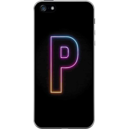Yhteensopiva Puhelinkuori Apple Apple iPhone 5 Minimaalinen neonkirjain P värin asteittaisella muutoksella ja valotehosteella mustaa taustaa vasten d