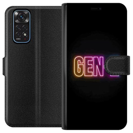 Yhteensopiva Lompakkokotelo Xiaomi Xiaomi Redmi Note 11 Neontext Gen Z värikkäässä valossa tummaa taustaa vasten modernissa digitaalisessa tyyliis