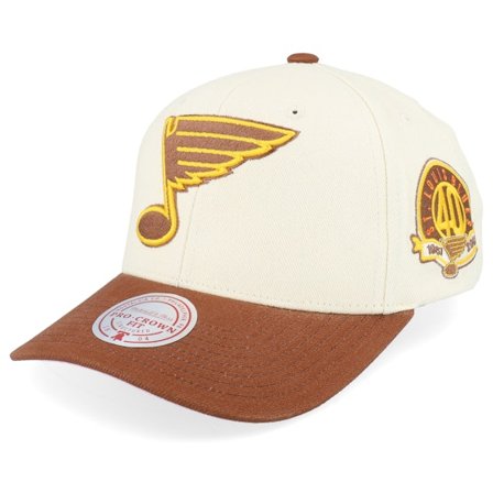 Mitchell & Ness - NHL Wit adjustable Cap - Hatstore Exclusive x St. Louis Blues Grand Suede Cream/Brown Adjustable @ Hatstore