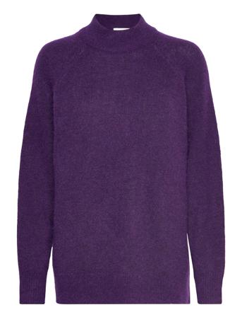 Slflulu Ls Knit High Neck B Noos Purple Selected Femme