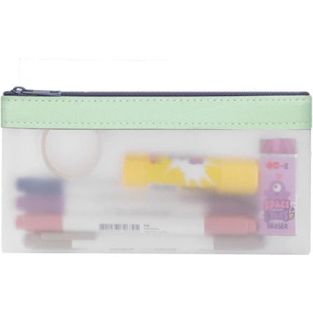 Transparent penalhus, eksamenspenalhus, penalhus med lynlås - opbevaringsboks til papirvarer, vandtæt kosmetiktaske Grøn