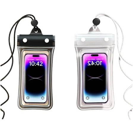 2 stk. Vandtætte Telefonetuier, Flydende Vandtæt Telefonetui med Touchskærm, Undervandsfotografering, Egnet til Svømning, Rafting, Dykning