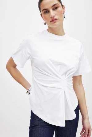 NA-KD T-Shirt mit Twist-Detail - T-Shirts - Weiß - M (EU 38-40)