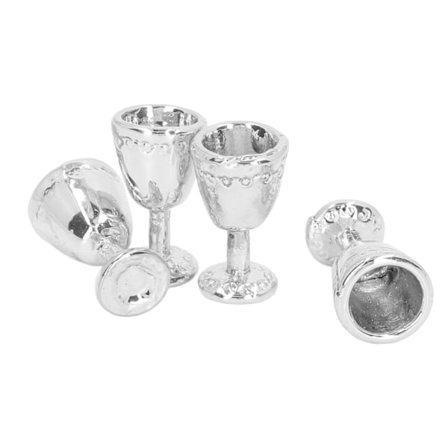 4 st Mini Champagne-glas Simulation Miniatyr Champagne-glas Koppar för 1:12 DockhusSilver