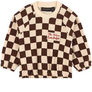 Mini Rodini Brown Chess Check Terry Sweatshirt 128/134 cm - Jumpers and knitwear - 128/134 cm - Brown