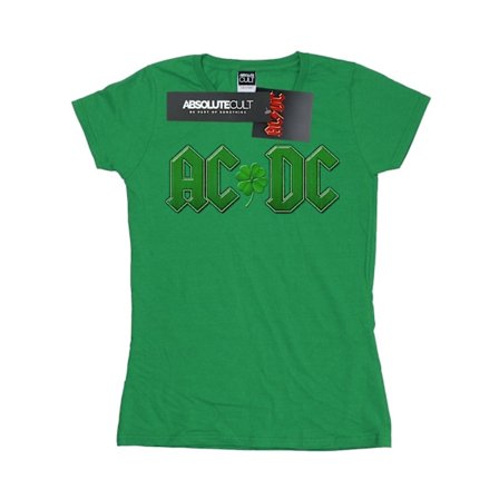 AC/DC Dam/Dam Shamrock Logo Bomull T-shirt S Irländsk Grön