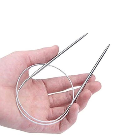 11 metallista pyöröpuikkoa, 80 cm – täydellinen neuleprojekteihin, hopeanväriset.