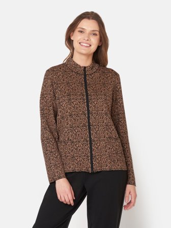 SIGNATURE - Langærmet Cardigan - Brun Mix - Mønstret