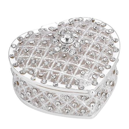 Krystallmetall Smykkeboks Liten Smykkeoppbevaringsboks, Dekorativ Mini Oppbevaringsboks (1 stk, Sølv)