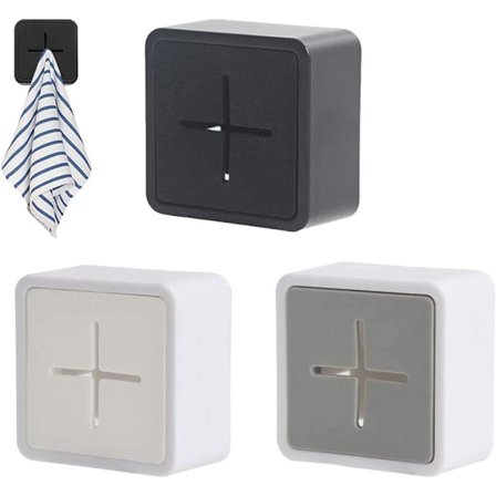 Tekhåndkleholder, Premium Silikon Selvklebende Håndklekrok Anti Kollisjon Kvadratisk Veggmontert Håndkleholder for Bad Kjøkkensett med 3 (Hvit, Grå, 