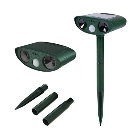 Udendørs soldrevet ultralyd dyreafskrækker med LED-lys
