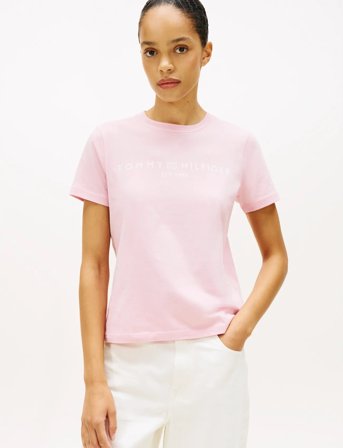 Tommy Hilfiger Reg Corp Logo C-Nk Ss - Pink - S