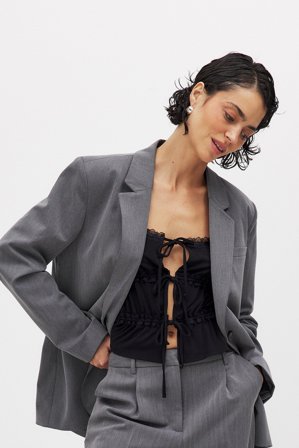 NA-KD Tie Lace Singlet - Toppe - Sort - L