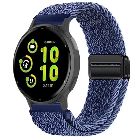 20/22 mm nylonarmband för Garmin Forerunner 55 165 265 965 255 magnetiskt flätat andningsbart band för Garmin Active 5/Venu 3 Correa