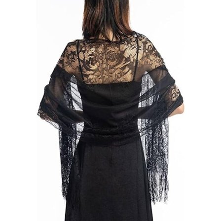 Kvinnors spets sjal brud bröllop mjuk lätt sjal med tofsar brud brudtärna sjal