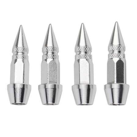 4 st Aluminiumlegering Spikade Däckventilstammen Bil Lastbil Luft Dammlock Skydd Silver