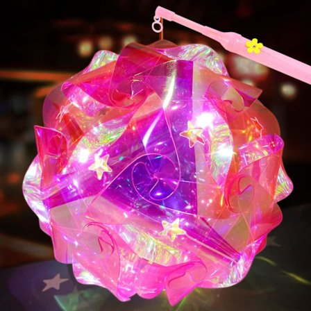 St. Martin's Lantern Håndverkssett - Barnelykt med pinne, for Halloween, Jul & Bursdager ROSA