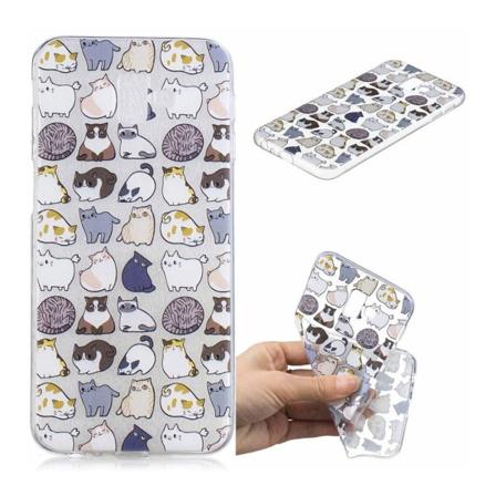 Samsung Galaxy J6 Plus (2018) joustava silikooni muovinen takasuoja kuori kuviolla - Kissa Kuviot Multicolor