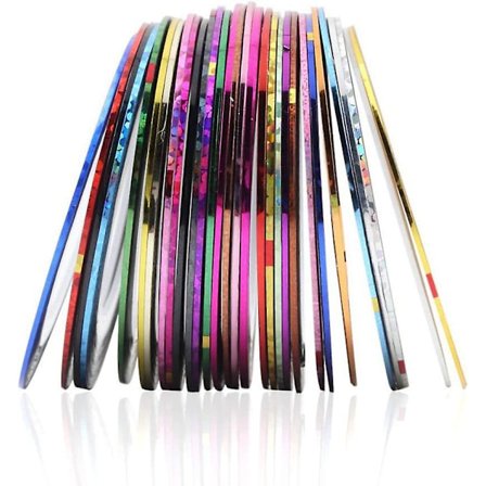 Heytea 32 Färger Blandade Färger Rullar Nagelkonst Stripning Tejp Dekoration Dekal Nagel Linje DIY Nagelspets