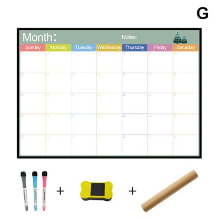 Raderbar kalender för kylskåp Magnetiska whiteboard-kalendrar Månads-/veckoplanerare Organizer Daglig anteckningsbok