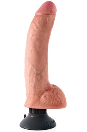 King Cock Vibrating Cock With Balls Flesh 23 cm - Woome.pl