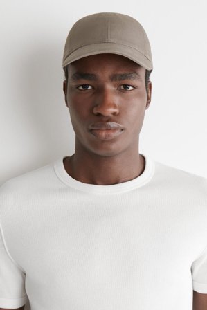 COS Men's Cotton Canvas Baseball Cap in Grey
