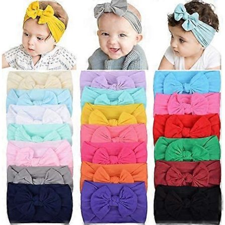 20 stk. baby Nylon Hårbånd Elastiske Sløyfer Hårbånd for Baby Jenter Nyfødt Spedbarn Småbarn Barn