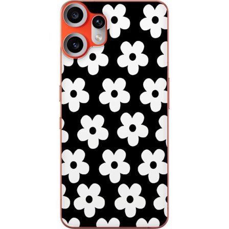 Kompatibel Mobilcover til Nothing Nothing CMF Phone 2 Pro Sorthvidt blomstermønster i minimalistisk skandinavisk design med stærk kontrast og tidlø