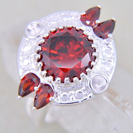 SILVER filled RÖD kvarts ädelsten ring SILVER