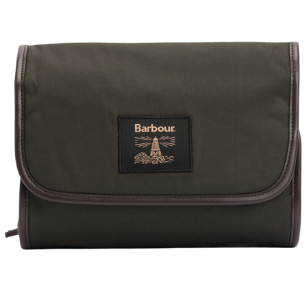 Barbour M's Wax Hanging Washbag Olive/Beacon