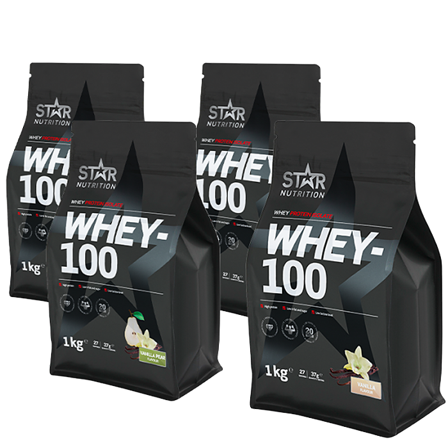Mix&Match: 4 x Whey-100 Myseprotein 1 kg