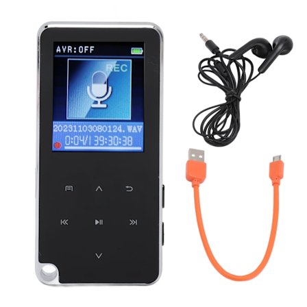 MP3-spelare Bluetooth 5.2 Inbyggd HD-högtalare HiFi-ljud 750mAh Stödjer 128 GB minneskort Multifunktionell bärbar musikspelare 16 GB