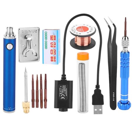 Mini USB Loddeboltsett 5V Antioksidasjon Bærbar Oppladbar Loddepenn (Blå)