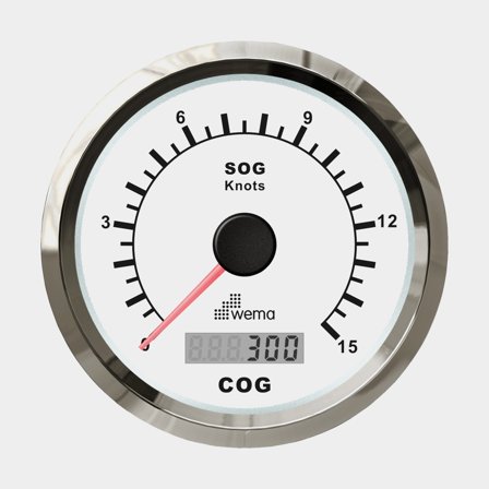 GPS-logg 0-15 knop vit Silverline 85 mm, kompl. m antenn