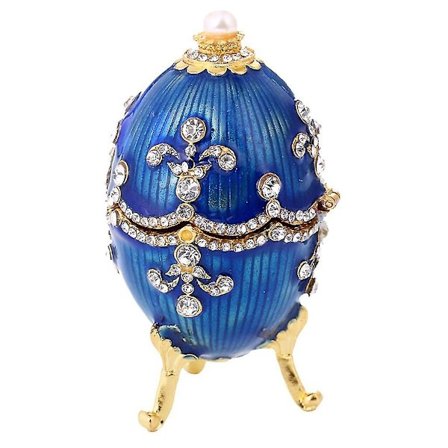 Krystal Emalje Påske Faberge Æg Smykkeskrin Ring Øreringe Russisk Etui Hk