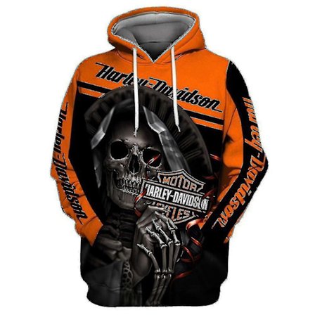 Ny 3D Skull Harley-Davidson Hoodie Sweatshirt Hættetrøje Trøje Pullover Høj Kvalitet-Xin