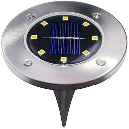 4-pack 4/8 LED runda solcellslampor för trädgård, gård, uppfart, under