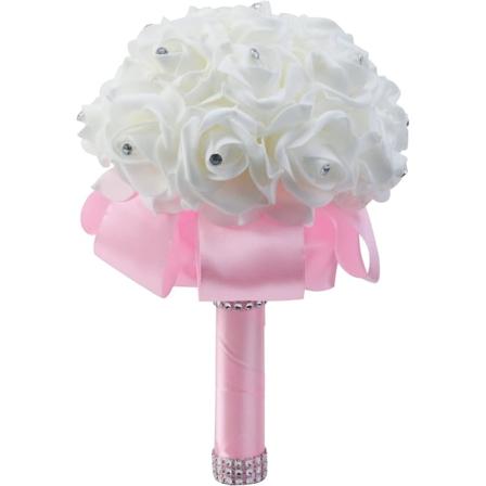 Bröllopshandbukett av rosor Blommor Brudgumma Strass Tråd Toss - Rosa