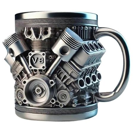 V8 Motorer Rustfrit Stål Kaffekrus, Bilmotor Kaffekop med Isoleret Håndtag til Bilelskere Gi