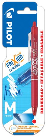 Pilot FriXion Ball Clicker Penna raderbar, 0,7 mm Röd, Märkning & markering