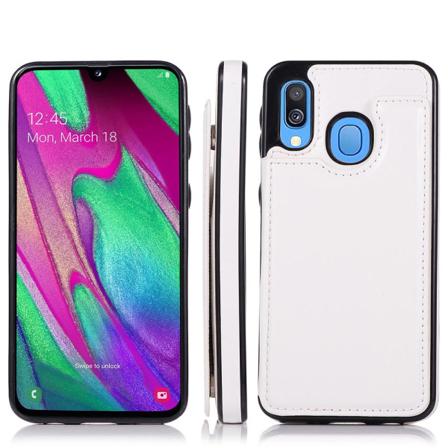 Elegant Skyddsskal med Korthållare - Samsung Galaxy A40 Vit