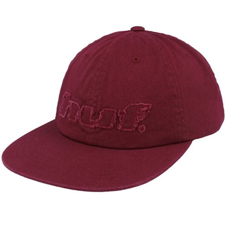 HUF - Rød snapback Kasket - Distressed Logo 5 Panel Hat Raisn Strapback @ Hatstore