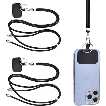 Telefonhalsbånd - Svart (Telefon ikke inkludert), Justerbar Universal Telefonledning Stropp, Telefonhalsbånd for Nakkestropp Messenger Stropp, 