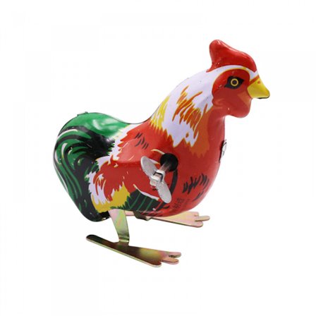 Morsom klokkeverk fjær opptrekk metallhane leketøy, retro vintage opptrekk metall blikkleketøy, festgave til barn