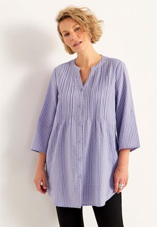 Cellbes of Sweden - Tunika i seersucker i lilla / stripete for damer i størrelse 34/36