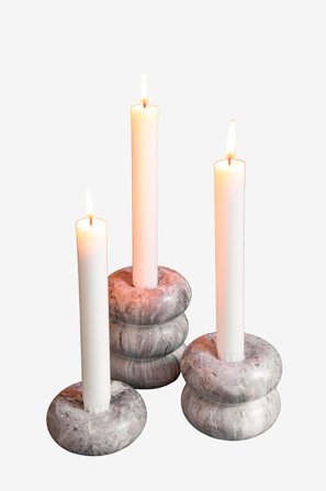 Zelected by Houze - Lysestage Arezzo sæt/3 - Grå - Lysestager & lanterner - Fra Homeroom